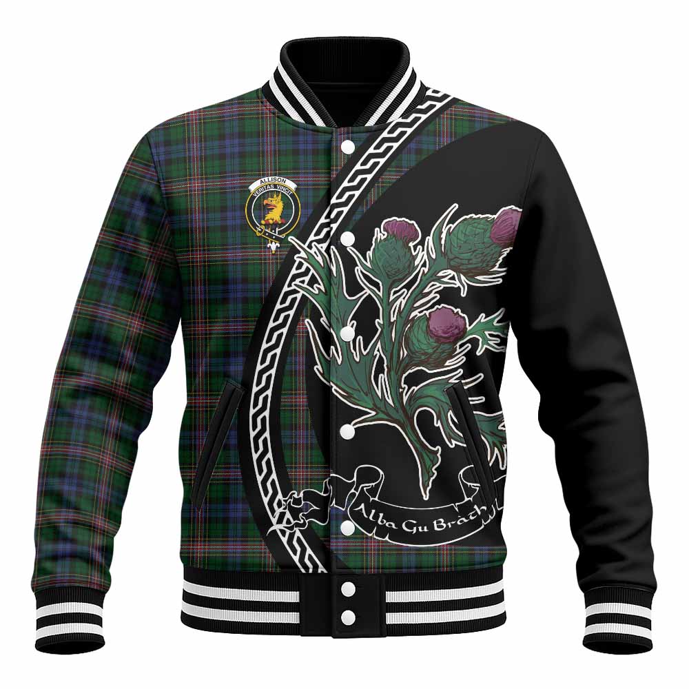 Allison Family Crest Tartan Baseball Jacket Alba Thistle Inspired - Tartan Vibes Clothing