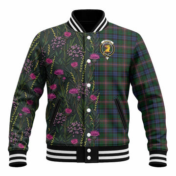 Allison Family Crest Tartan Baseball Jacket Scottish Thistle Flower Pattern Half Style