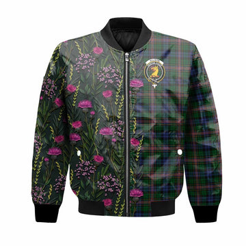 Allison Family Crest Tartan Bomber Jacket Scottish Thistle Flower Pattern Half Style