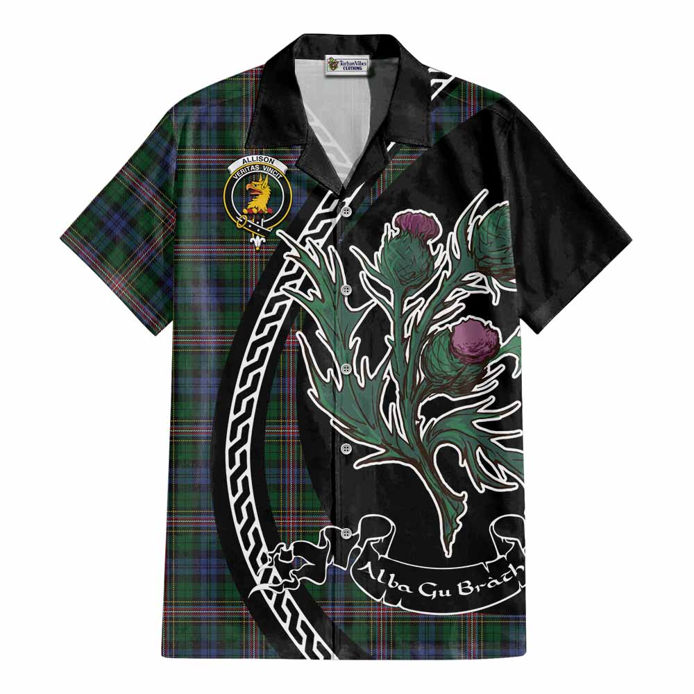 Allison Family Crest Tartan Cotton Hawaiian Shirt Alba Thistle Inspired - Tartan Vibes Clothing