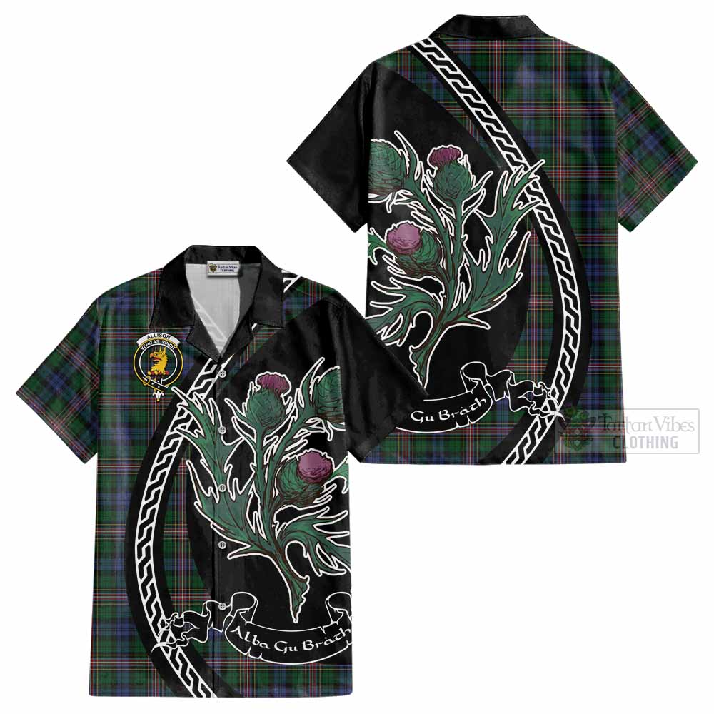 Allison Family Crest Tartan Cotton Hawaiian Shirt Alba Thistle Inspired - Tartan Vibes Clothing