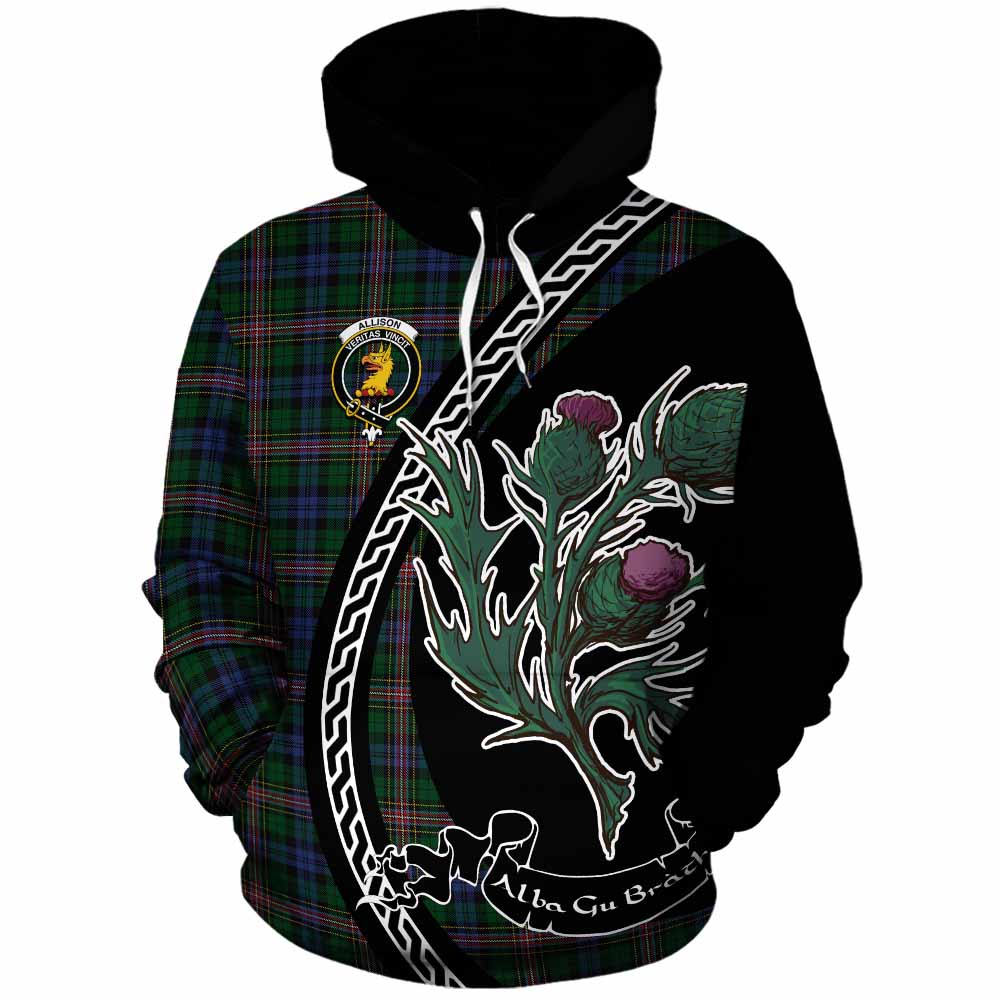 Allison Family Crest Tartan Cotton Hoodie Alba Thistle Inspired - Tartan Vibes Clothing