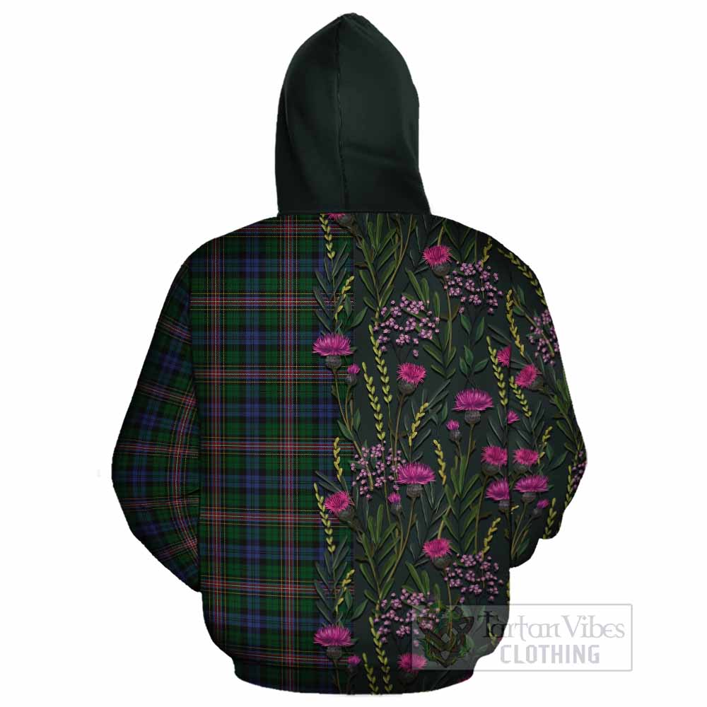 Allison Family Crest Tartan Cotton Hoodie Scottish Thistle Flower Pattern Half Style - Tartan Vibes Clothing