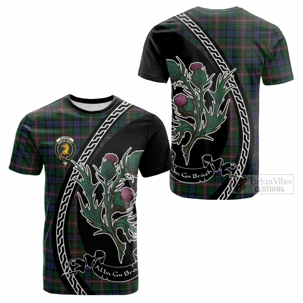 Allison Family Crest Tartan Cotton T-shirt Alba Thistle Inspired - Tartan Vibes Clothing