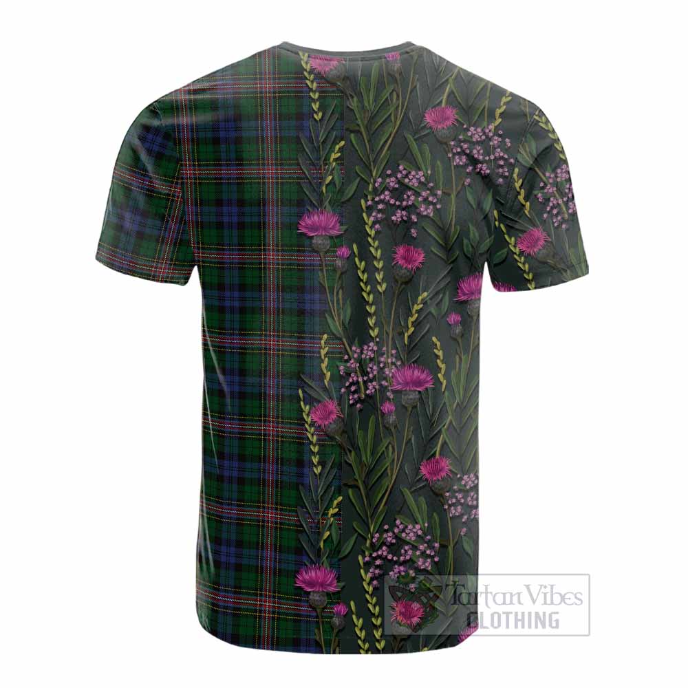 Allison Family Crest Tartan Cotton T-shirt Scottish Thistle Flower Pattern Half Style - Tartan Vibes Clothing