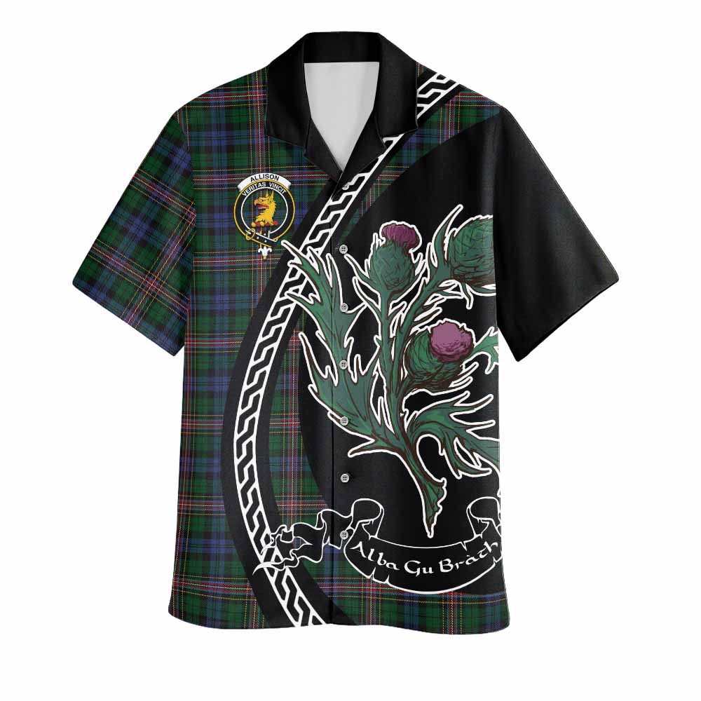 Allison Family Crest Tartan Hawaiian Shirt Alba Thistle Inspired - Tartan Vibes Clothing