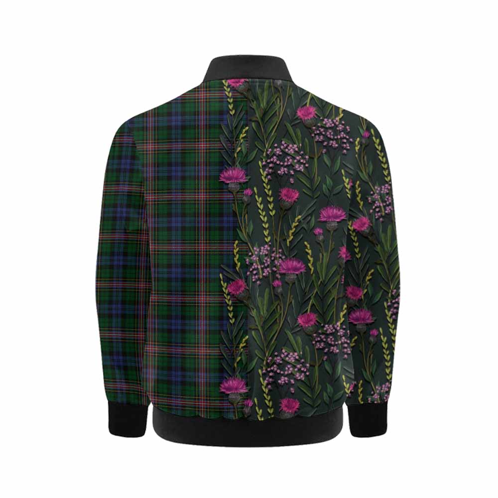 Allison Family Crest Tartan Kid Bomber Jacket Scottish Thistle Flower Pattern Half Style - Tartan Vibes Clothing