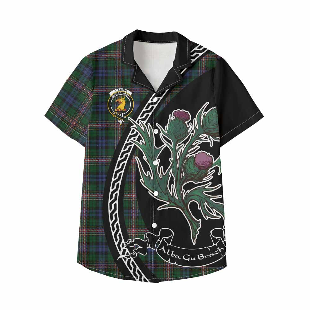 Allison Family Crest Tartan Kid Hawaiian Shirt Alba Thistle Inspired - Tartan Vibes Clothing