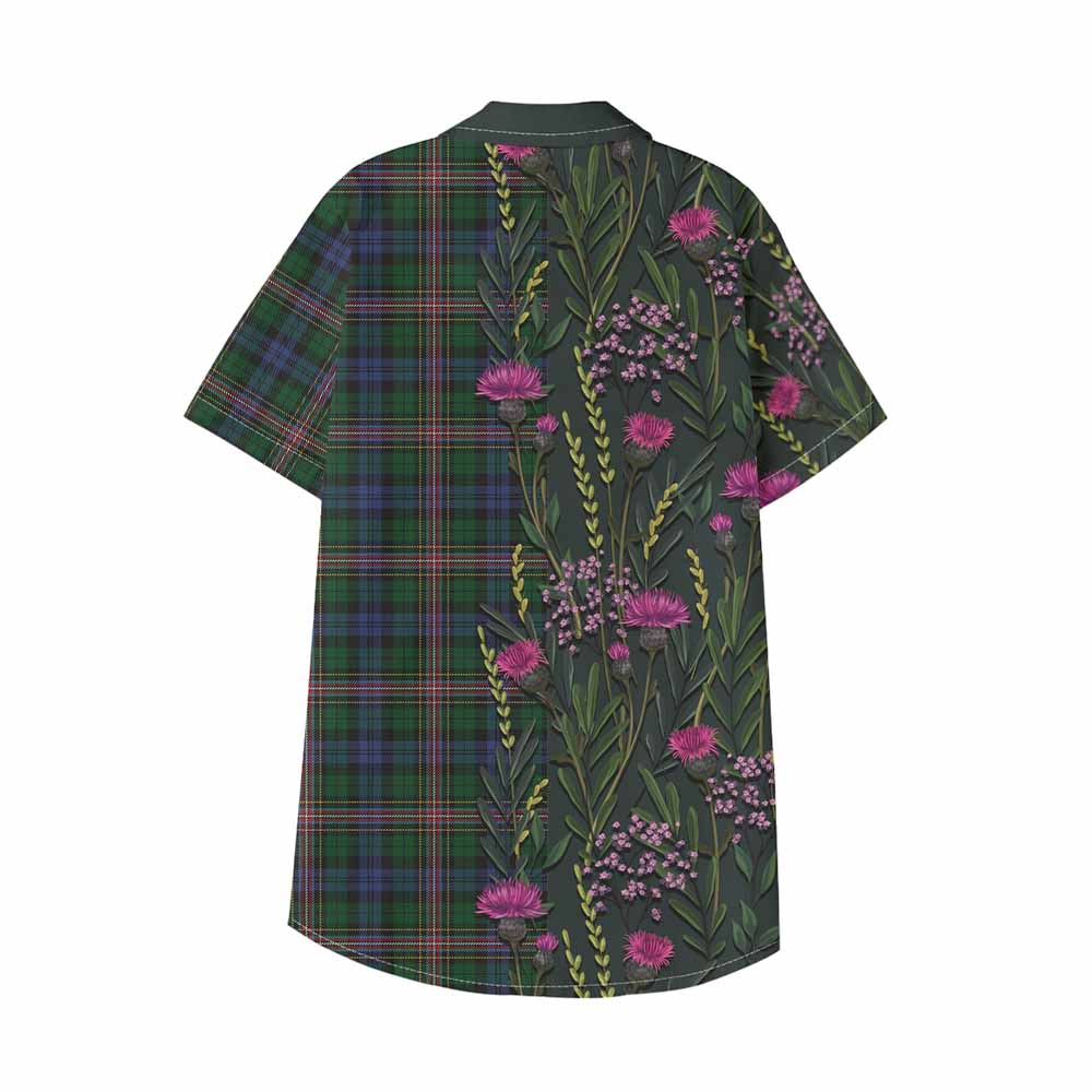 Allison Family Crest Tartan Kid Hawaiian Shirt Scottish Thistle Flower Pattern Half Style - Tartan Vibes Clothing