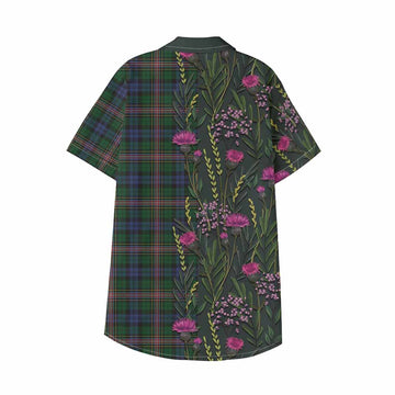 Allison Family Crest Tartan Kid Hawaiian Shirt Scottish Thistle Flower Pattern Half Style