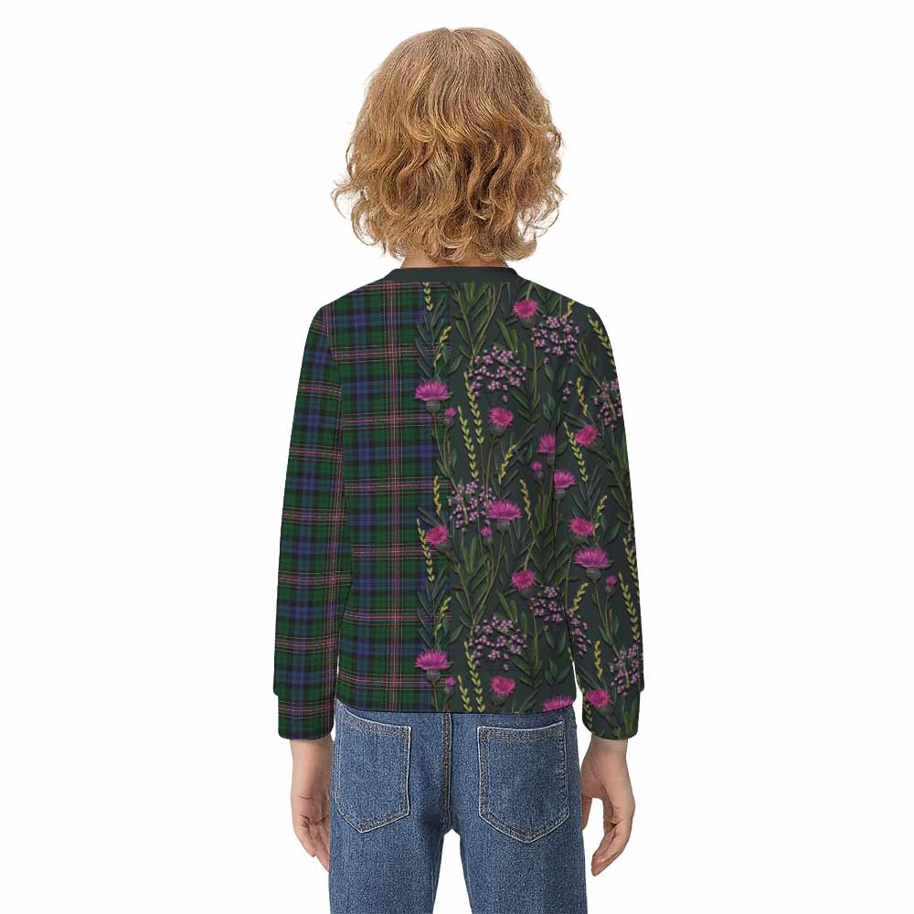 Allison Family Crest Tartan Kid Knitted Sweatshirt Scottish Thistle Flower Pattern Half Style - Tartan Vibes Clothing