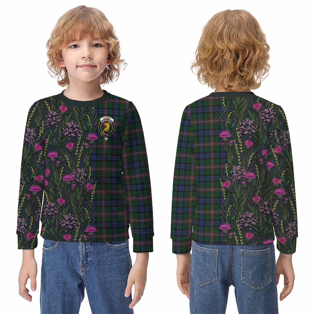 Allison Family Crest Tartan Kid Knitted Sweatshirt Scottish Thistle Flower Pattern Half Style - Tartan Vibes Clothing