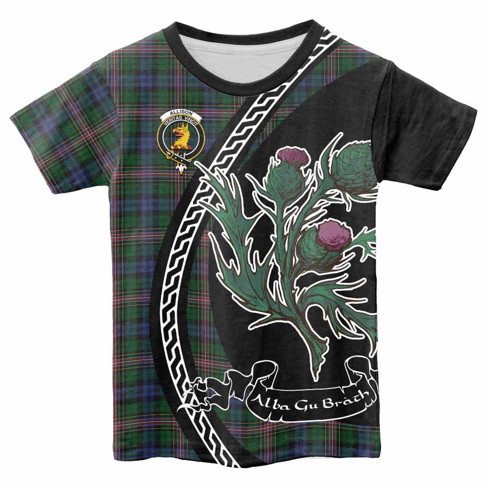 Allison Family Crest Tartan Kid T-shirt Alba Thistle Inspired - Tartan Vibes Clothing