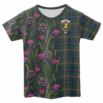 Allison Family Crest Tartan Kid T-shirt Scottish Thistle Flower Pattern Half Style