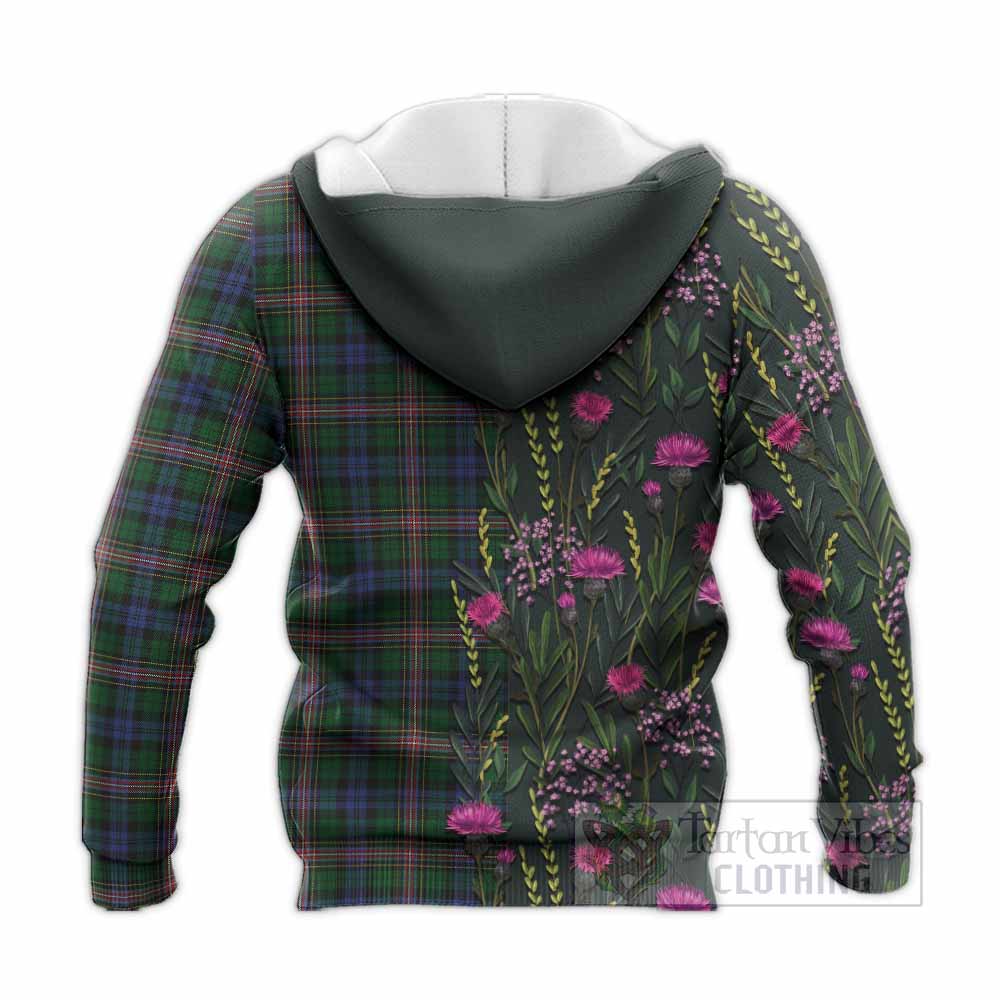 Allison Family Crest Tartan Knitted Hoodie Scottish Thistle Flower Pattern Half Style - Tartan Vibes Clothing
