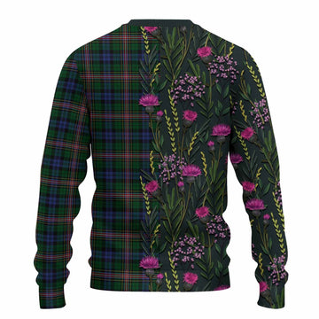 Allison Family Crest Tartan Knitted Sweater Scottish Thistle Flower Pattern Half Style