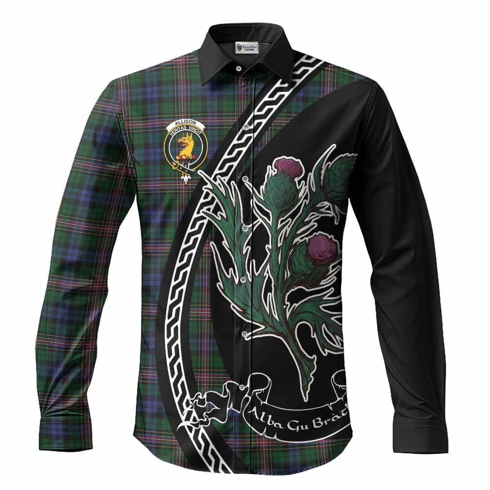 Allison Family Crest Tartan Long Sleeve Button Shirts Alba Thistle Inspired - Tartan Vibes Clothing