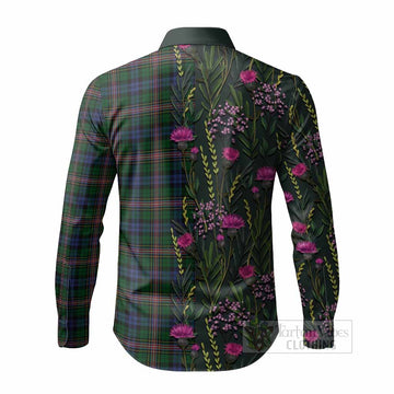 Allison Family Crest Tartan Long Sleeve Button Shirts Scottish Thistle Flower Pattern Half Style