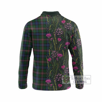 Allison Family Crest Tartan Long Sleeve Polo Shirt Scottish Thistle Flower Pattern Half Style