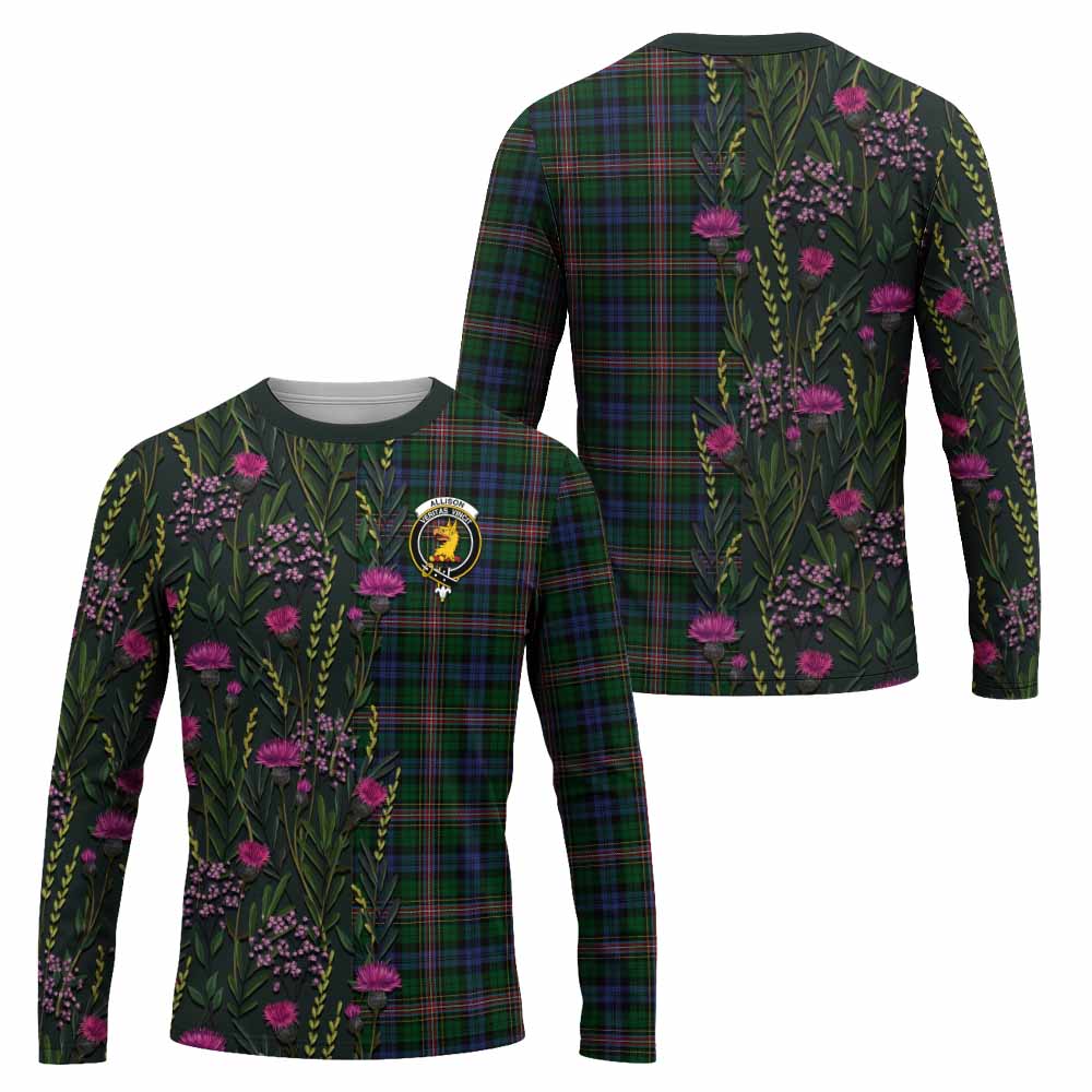 Allison Family Crest Tartan Long Sleeve T-Shirt Scottish Thistle Flower Pattern Half Style - Tartan Vibes Clothing