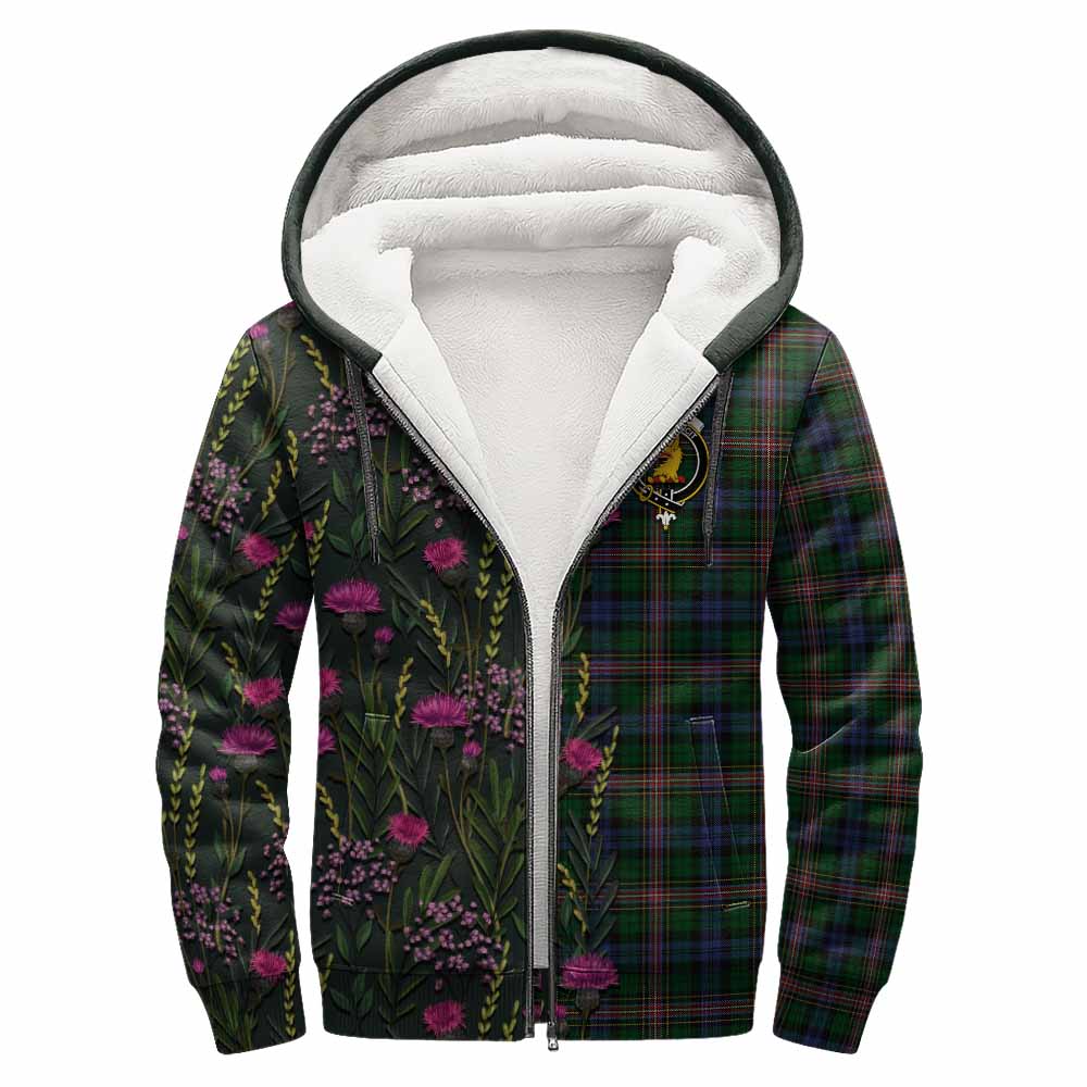 Allison Family Crest Tartan Sherpa Hoodie Scottish Thistle Flower Pattern Half Style - Tartan Vibes Clothing