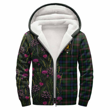 Allison Family Crest Tartan Sherpa Hoodie Scottish Thistle Flower Pattern Half Style