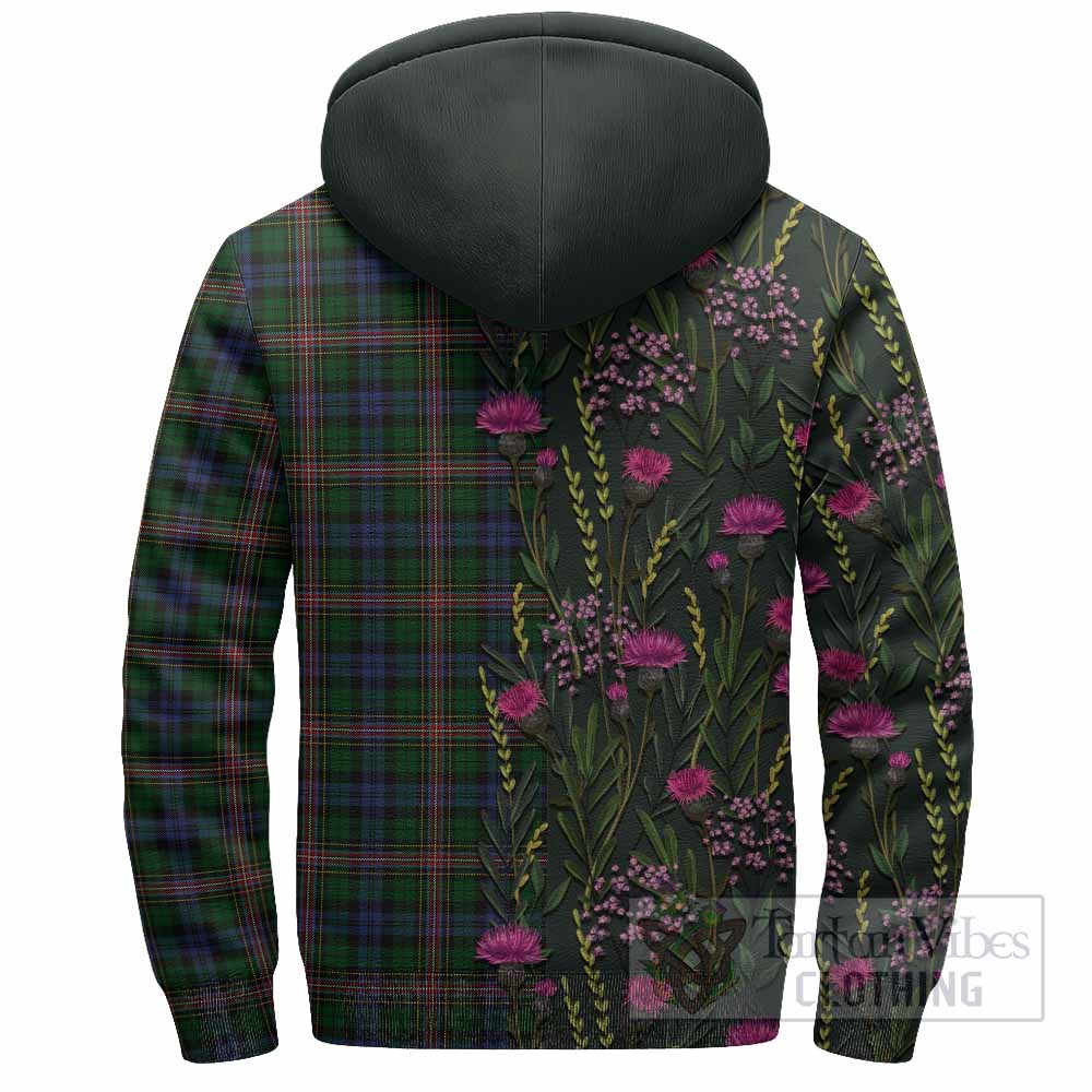 Allison Family Crest Tartan Sherpa Hoodie Scottish Thistle Flower Pattern Half Style - Tartan Vibes Clothing
