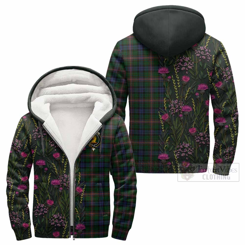 Allison Family Crest Tartan Sherpa Hoodie Scottish Thistle Flower Pattern Half Style - Tartan Vibes Clothing