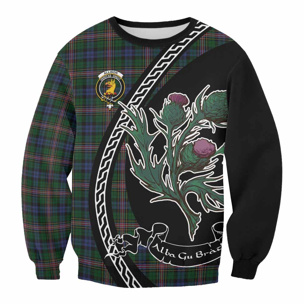 Allison Family Crest Tartan Sweatshirt Alba Thistle Inspired - Tartan Vibes Clothing