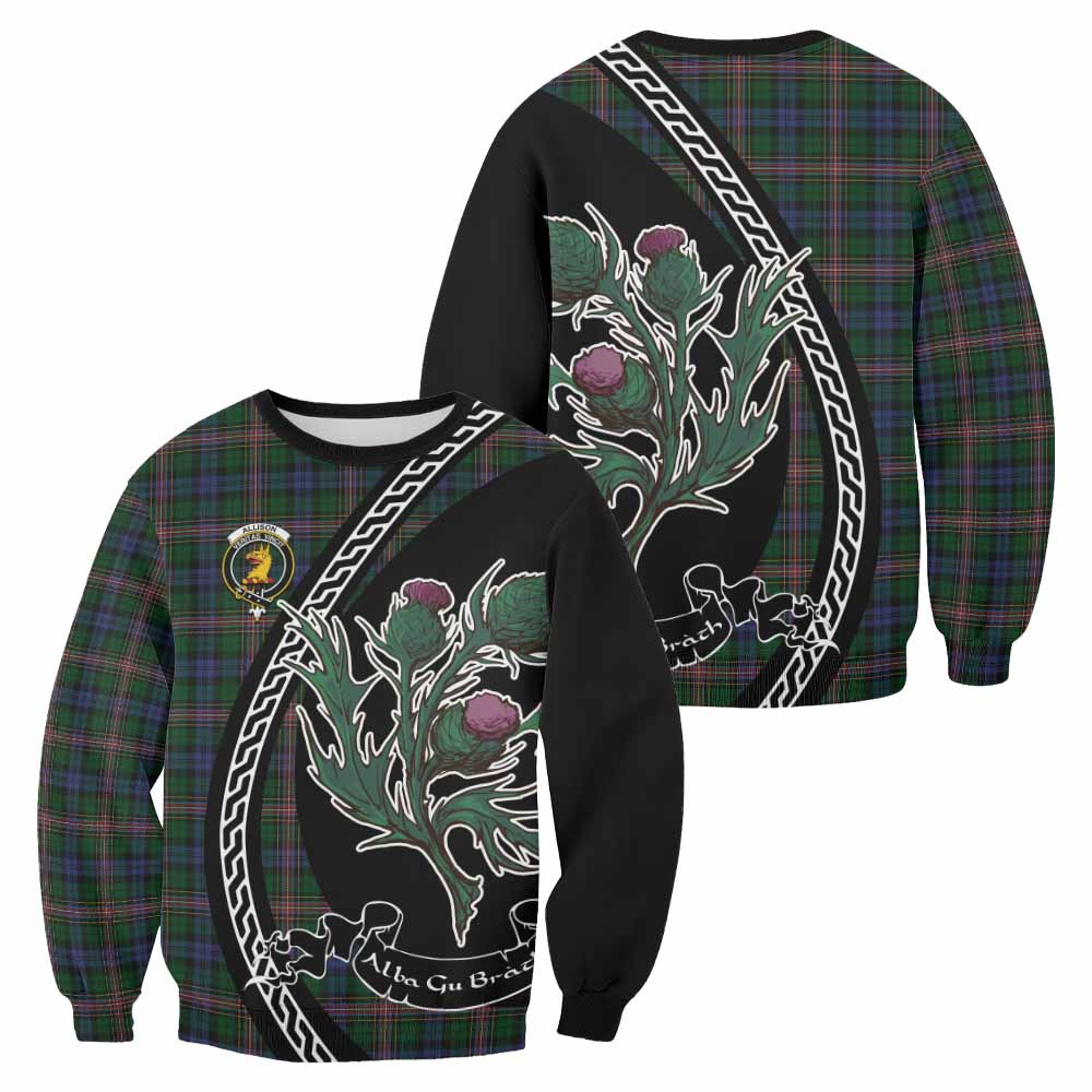 Allison Family Crest Tartan Sweatshirt Alba Thistle Inspired - Tartan Vibes Clothing