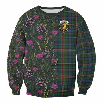 Allison Family Crest Tartan Sweatshirt Scottish Thistle Flower Pattern Half Style