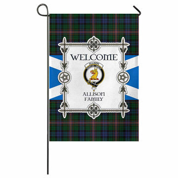 Allison Family Crest Tartan Welcome Garden Flag Saltire Harmony Style