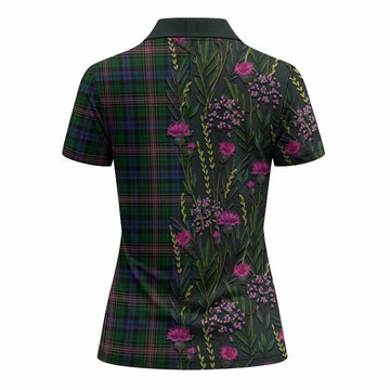 Allison Family Crest Tartan Women Polo Shirt Scottish Thistle Flower Pattern Half Style