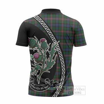 Allison Family Crest Tartan Zipper Polo Shirt Alba Thistle Inspired