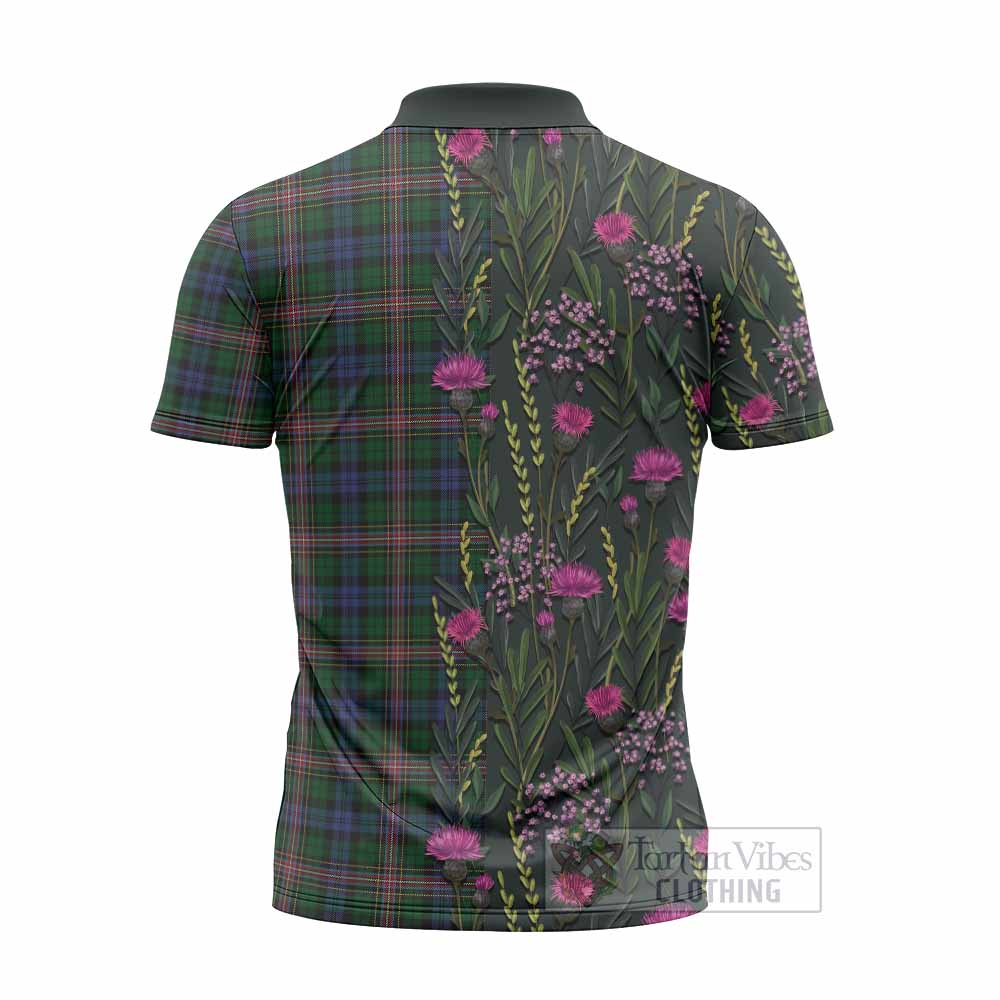 Allison Family Crest Tartan Zipper Polo Shirt Scottish Thistle Flower Pattern Half Style - Tartan Vibes Clothing