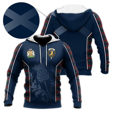 Allison Red Tartan Knitted Hoodie with Family Crest and Scottish Thistle Vibes Sport Style