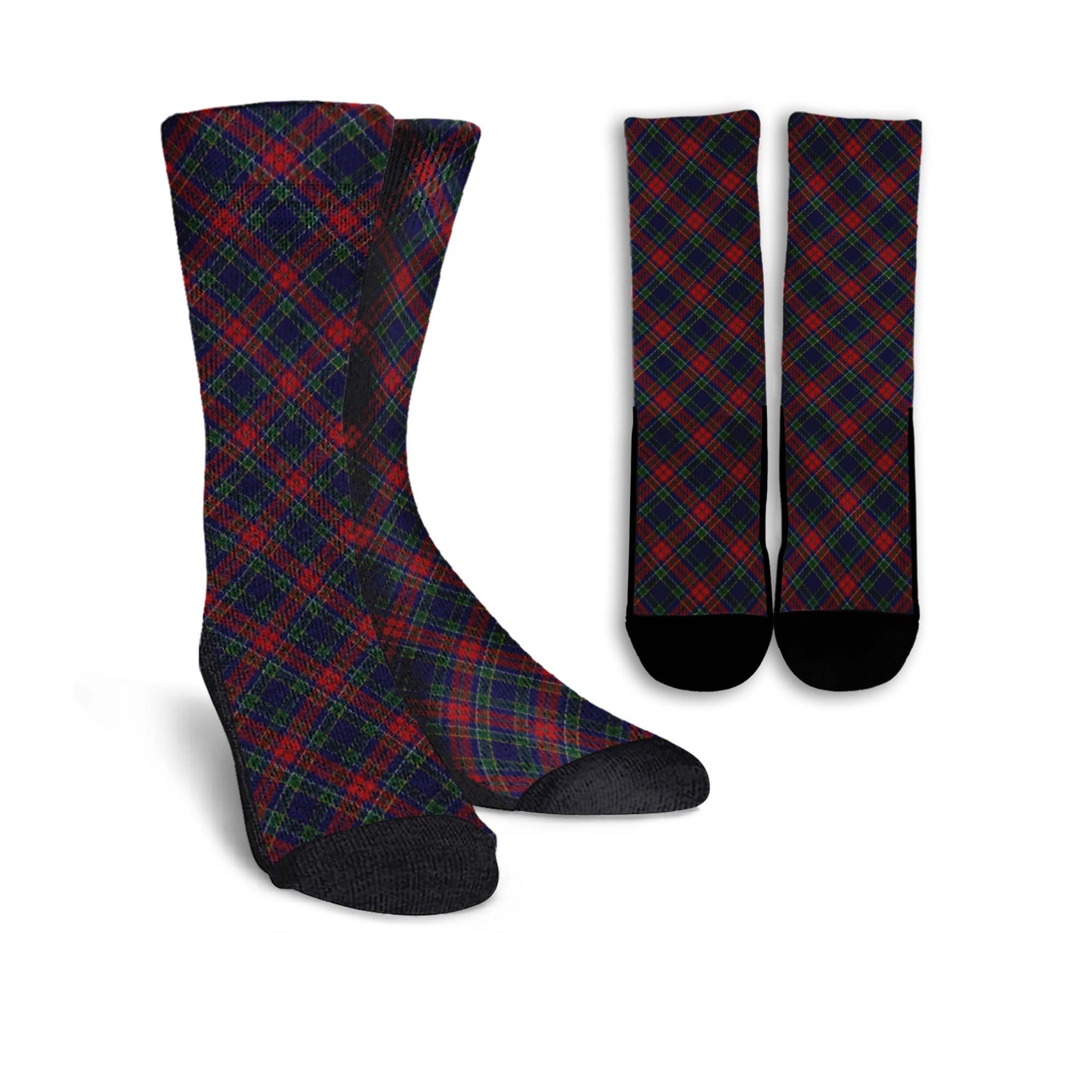 Allison Red Tartan Crew Socks Cross Tartan Style - Tartanvibesclothing
