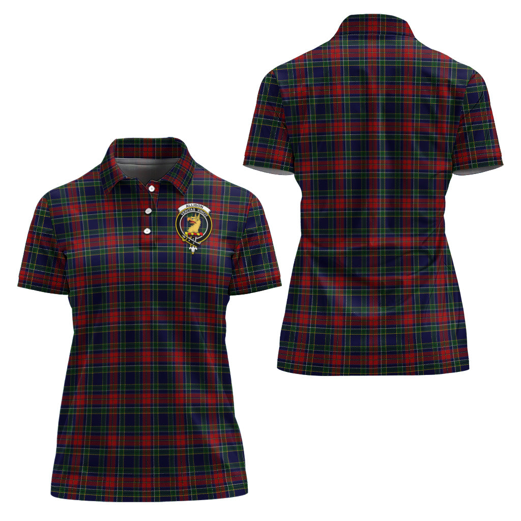 Allison Red Tartan Polo Shirt with Family Crest For Women Women - Tartanvibesclothing