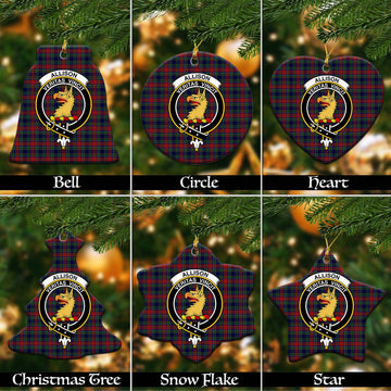 Allison Red Tartan Christmas Ornaments with Family Crest