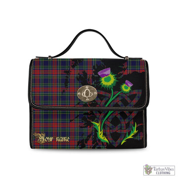 Allison Red Tartan Waterproof Canvas Bag with Scotland Map and Thistle Celtic Accents