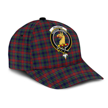 Allison Red Tartan Classic Cap with Family Crest