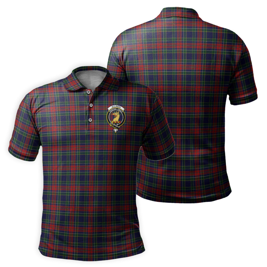 Allison Red Tartan Men's Polo Shirt with Family Crest - Tartanvibesclothing