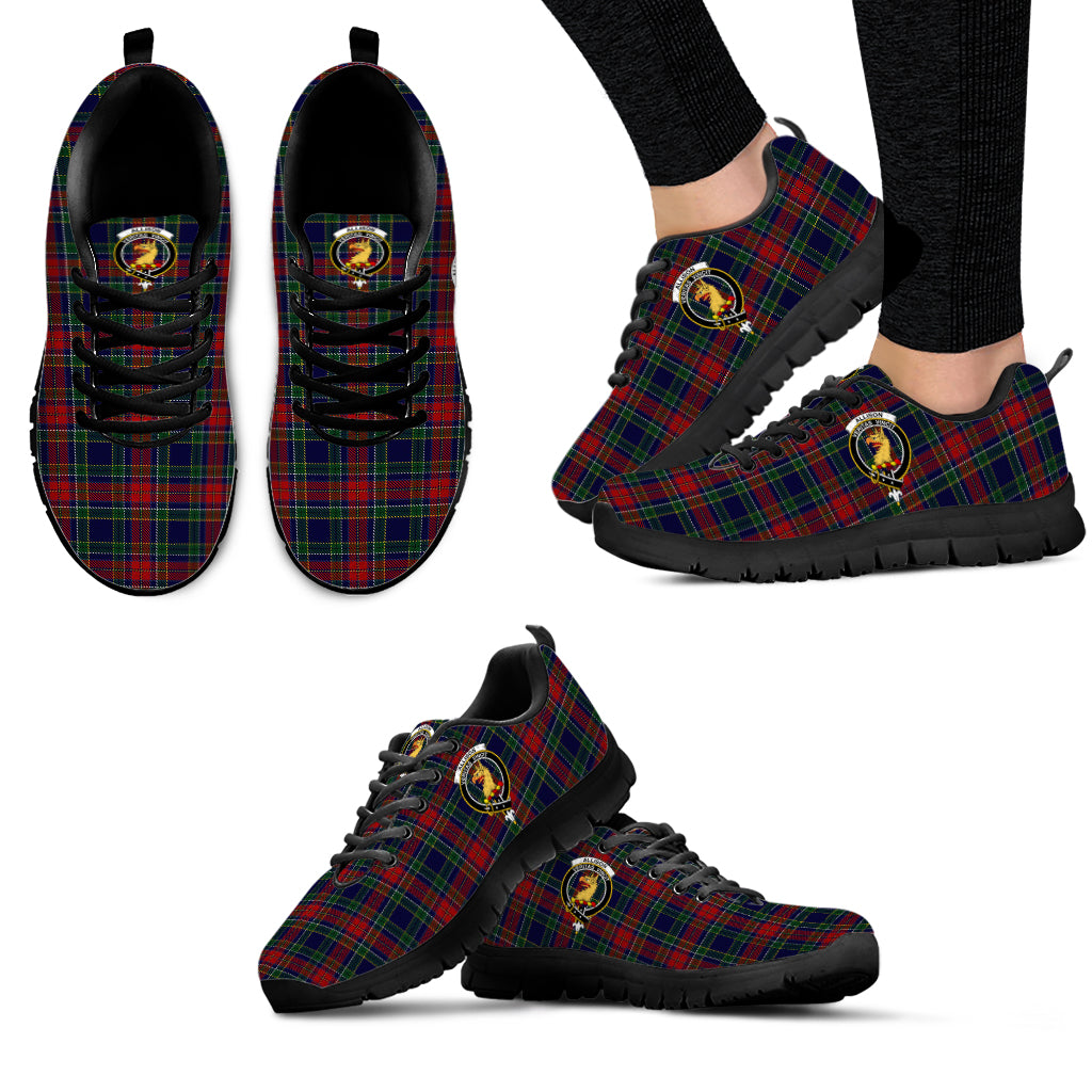 Allison Red Tartan Sneakers with Family Crest - Tartanvibesclothing