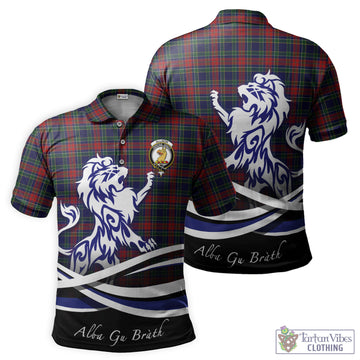 Allison Red Tartan Polo Shirt with Alba Gu Brath Regal Lion Emblem