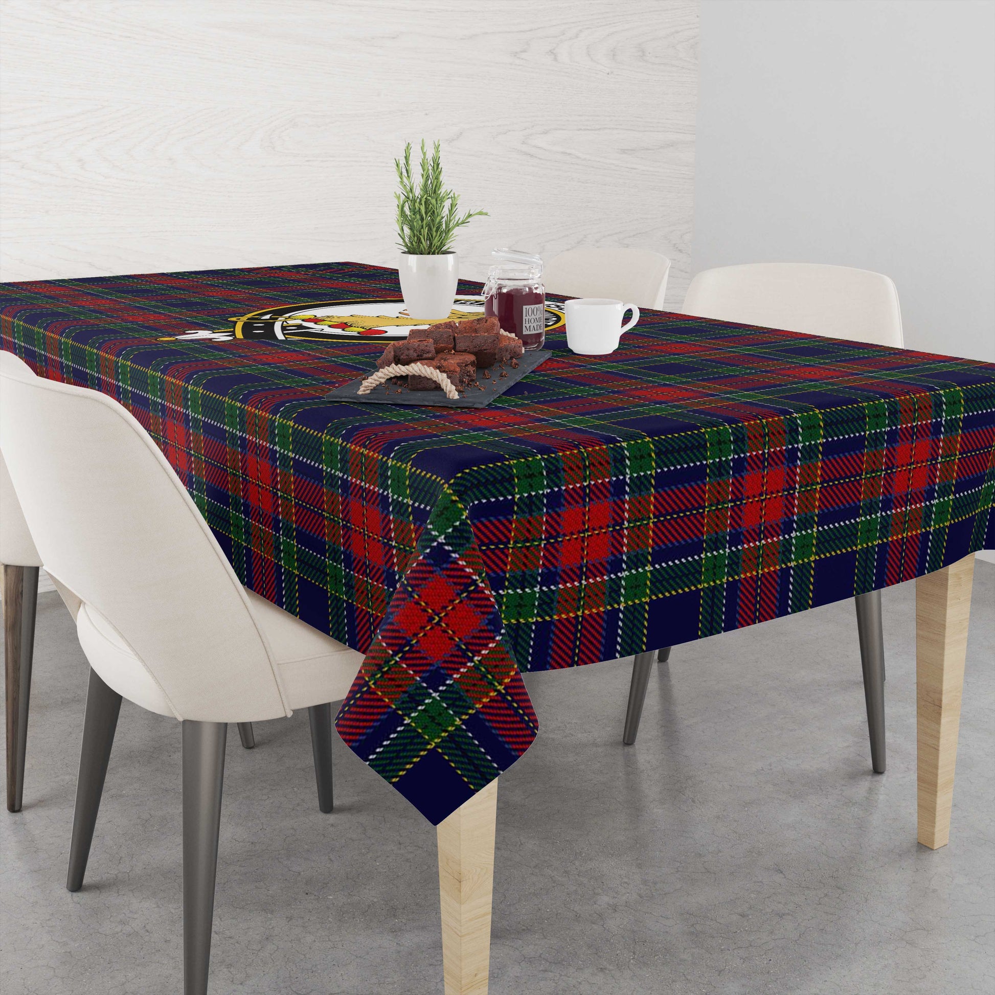 Allison Red Tatan Tablecloth with Family Crest - Tartanvibesclothing