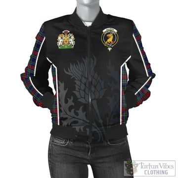 Allison Red Tartan Bomber Jacket with Family Crest and Scottish Thistle Vibes Sport Style
