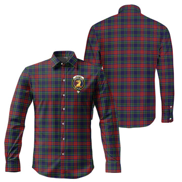 Allison Red Tartan Long Sleeve Button Up Shirt with Family Crest