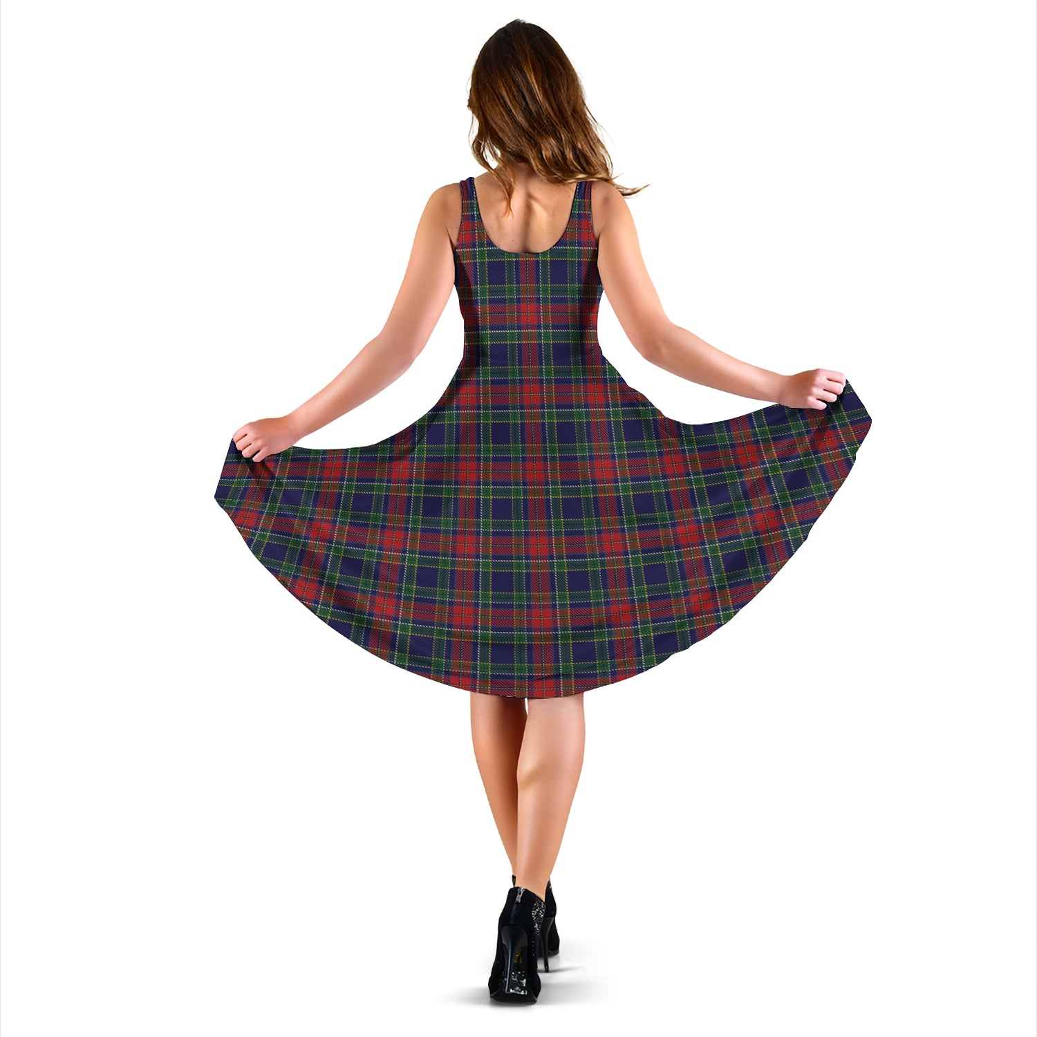Allison Red Tartan Sleeveless Midi Womens Dress - Tartanvibesclothing