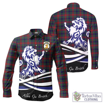 Allison Red Tartan Long Sleeve Button Up Shirt with Alba Gu Brath Regal Lion Emblem