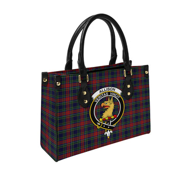 Allison Red Tartan Leather Bag with Family Crest